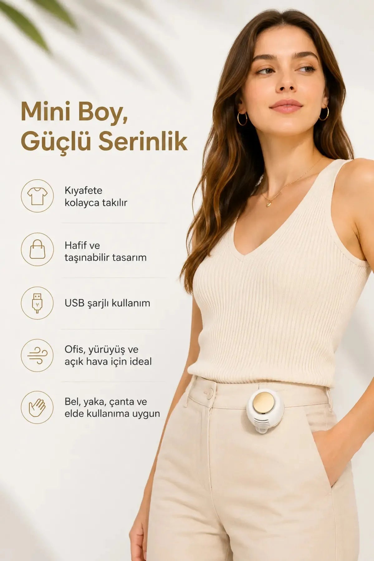 glorvio Taşınabilir Mini Bel Fanı